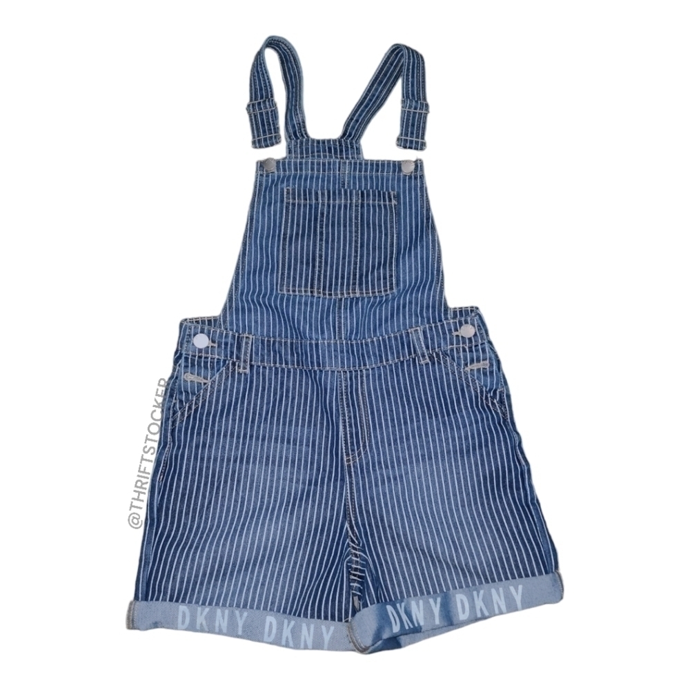 DKNY striped overall shorts